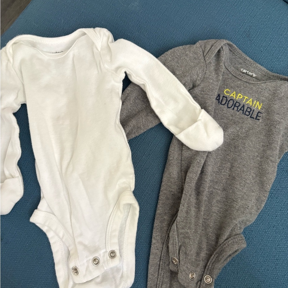 Carter's White and Gray Bodysuits Set